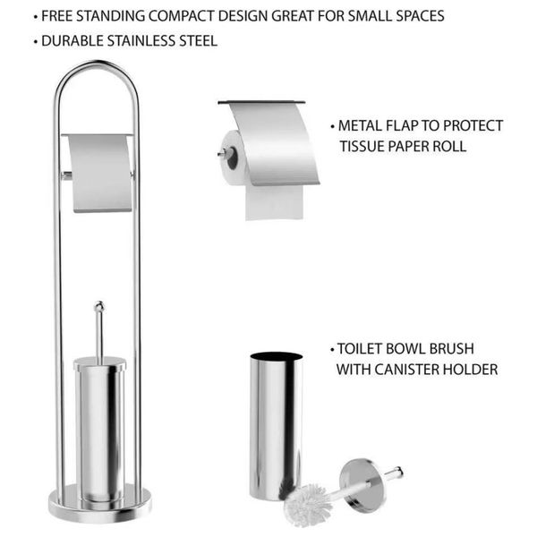  Lazord sus01 - Toilet Paper Holder with Toilet Brush - Nickel Copper 