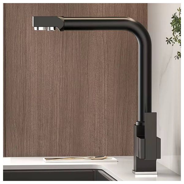 Lazord Dual Outlet Kitchen Mixer Faucet - Matt Black