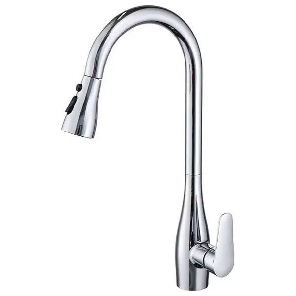 Lazord Kitchen Sink Mixer with Pull-Down Spout - Silver Stone