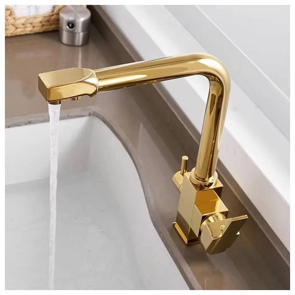 Lazord Dual Outlet Kitchen Mixer Faucet - Gold