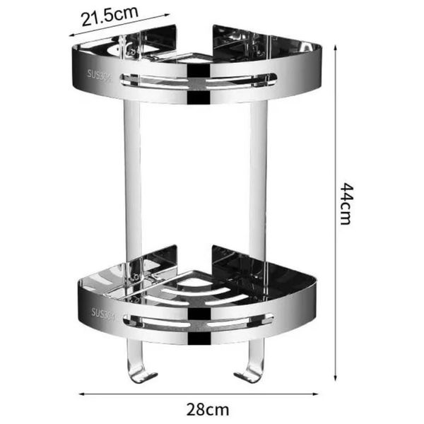Lazord SUS304 - Double Layer Corner Bathroom Shelf - Nickel Copper