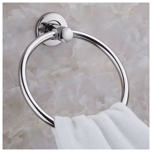 Lazord Wall-Mounted Round Towel Holder - Silver