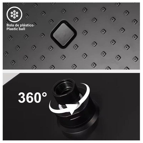  Lazord Square Rainfall Shower Head with Self-Cleaning Function - Matt Black 