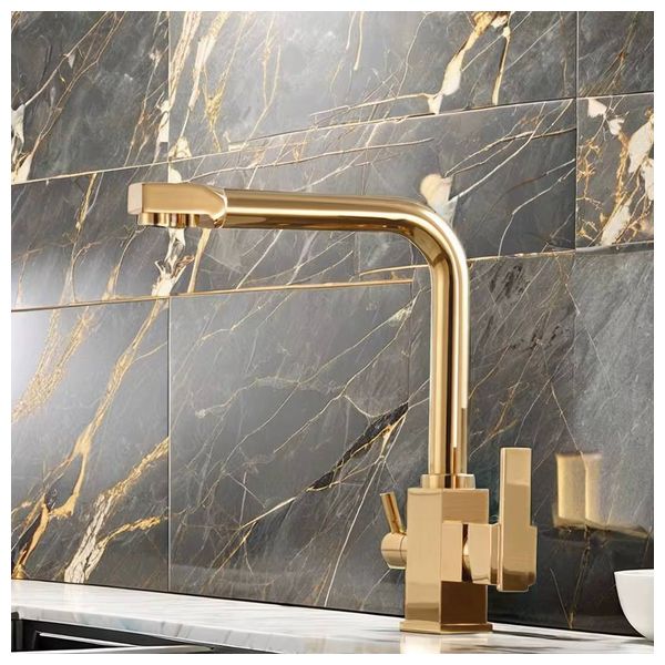 Lazord Dual Outlet Kitchen Mixer Faucet - Gold
