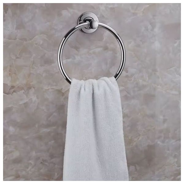 Lazord Wall-Mounted Round Towel Holder - Silver