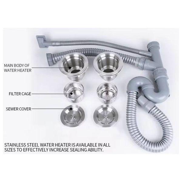 Lazord TWINSINK-01 - Double Sink Drain Kit - Grey