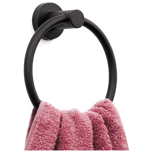 Lazord Wall-Mounted Round Towel Holder - Very Black