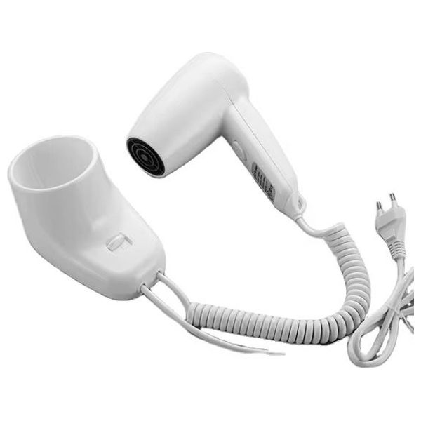 Lazord Wall-Mounted Hair Dryer with Direct Holder - White