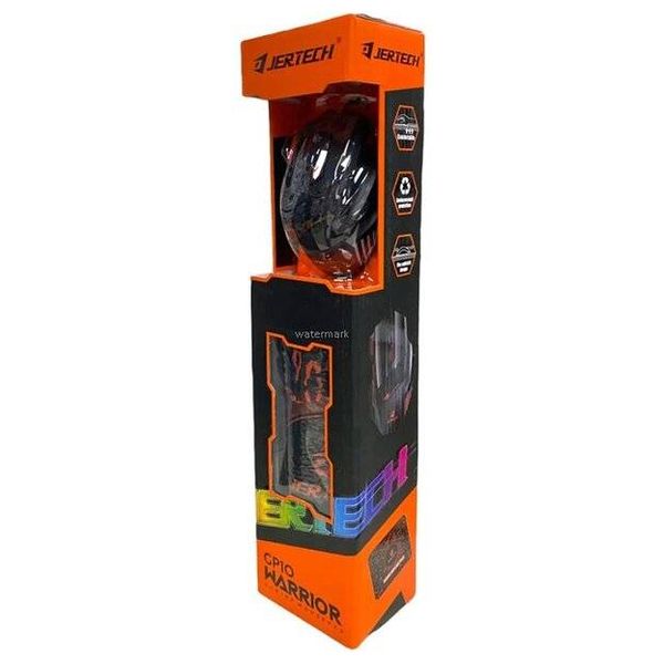  Jertech GP10 Warrior Wired Gaming Mouse and Mousepad Kit - 1.5m - USB - Black 