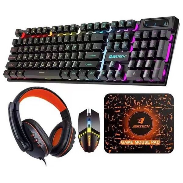 سيت ألعاب سلكي جيرتيك - 4 في 1 - لوحة مفاتيح + ماوس + سماعة رأس - مجموعة كاملة - أسود