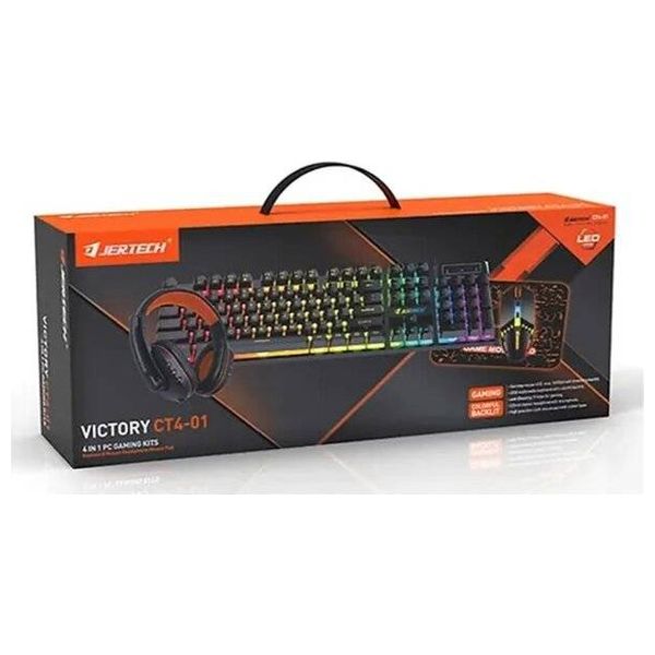 سيت ألعاب سلكي جيرتيك - 4 في 1 - لوحة مفاتيح + ماوس + سماعة رأس - مجموعة كاملة - أسود