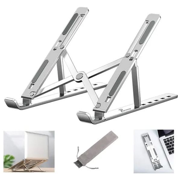  Mikuso - Laptop Stand - Foldable - Anti-Slip & Lightweight - Silver 