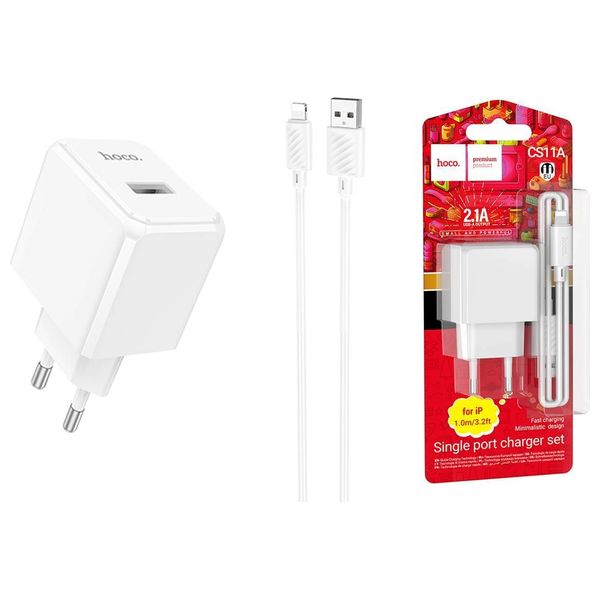  شاحن هوكو فئة CS11A -  لايتينغ - 1 متر - ابيض 