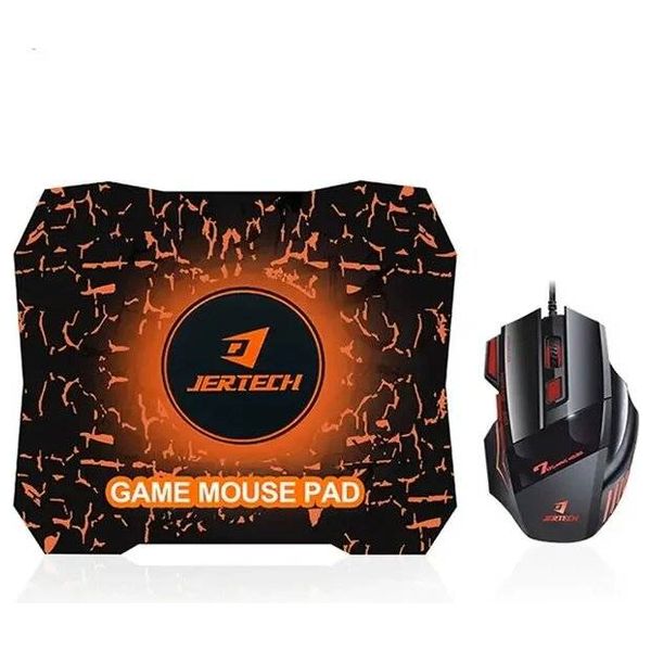  Jertech GP10 Warrior Wired Gaming Mouse and Mousepad Kit - 1.5m - USB - Black 
