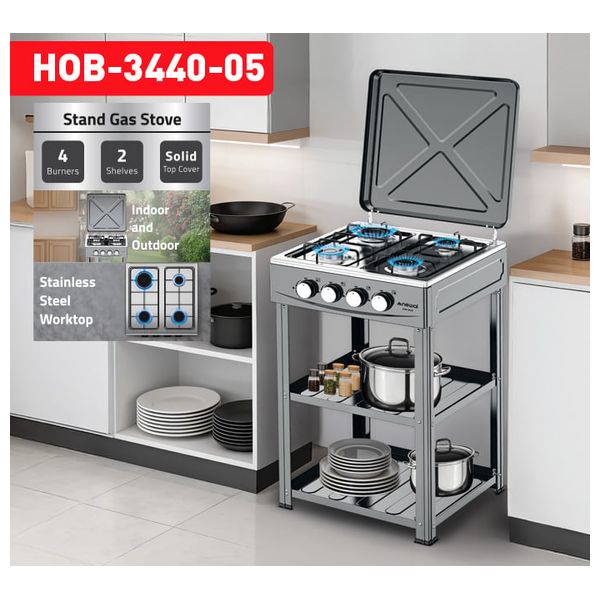  طباخ غاز نوال - 4 شعلات - HOB-3440 - سلفر 