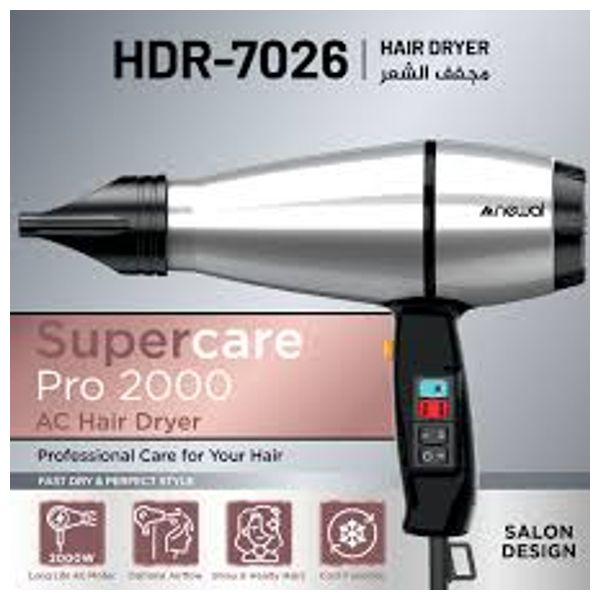  Newal HDR-7026 - Hair Dryer - 2000W - Stainless Steel 