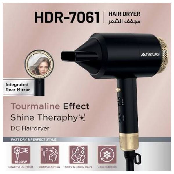  Newal HDR-7061 - Foldable Hair Dryer - 1800W - Black 