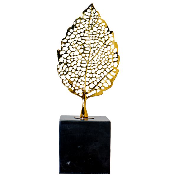  SADAF D186A - Skeletal Leaf Metal Sculpture - Gold 