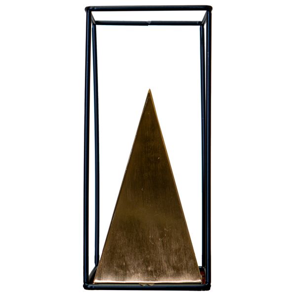  صدف هرم صغير بسيط في منحوتة قفص مكعب - D612B - ذهبي 