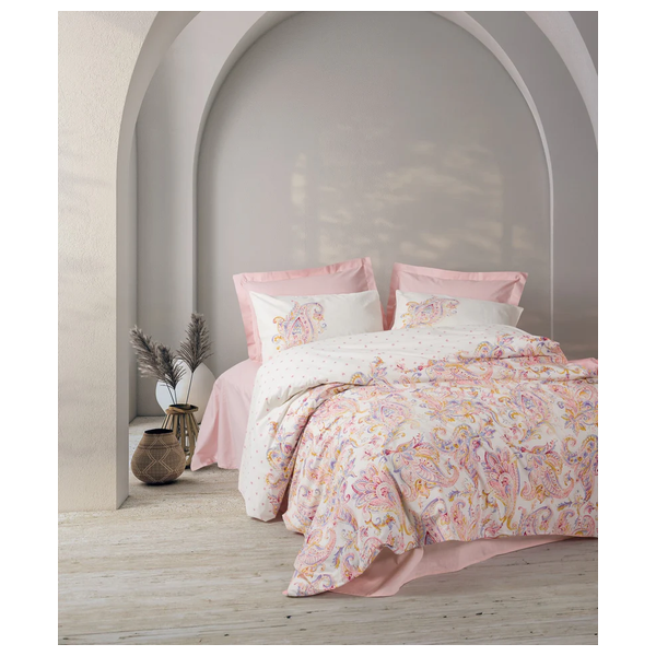  صدف طقم غطاء لحاف مزدوج 220 × 200 سم - 4 قطع - وردي 