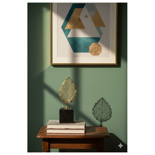  SADAF D186A - Skeletal Leaf Metal Sculpture - Gold 