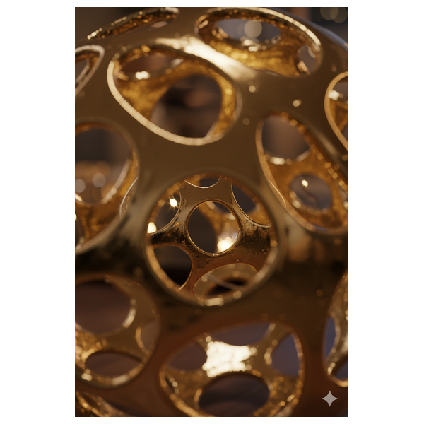  صدف كرة زخرفية مفتوحة - HY111 - ذهبي 