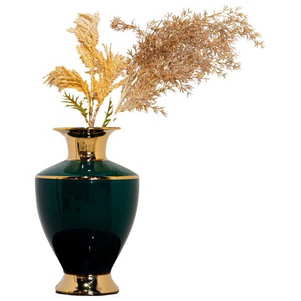  SADAF Large Emerald Green and Gold Decorative Ceramic Vase - 793-1 