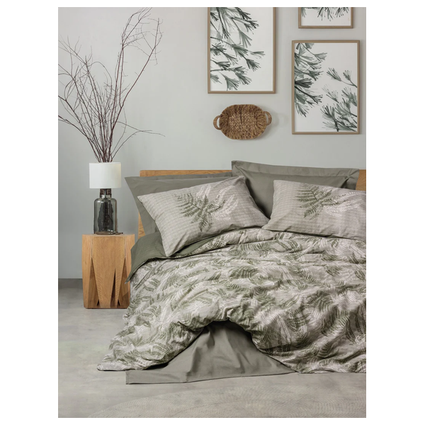  صدف طقم غطاء لحاف مزدوج 220 × 200 سم - 4 قطع - خاكي 