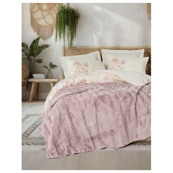SADAF Comforter Cover Set, Double , 200 x 220cm - 5 Piece - Blush Pink
