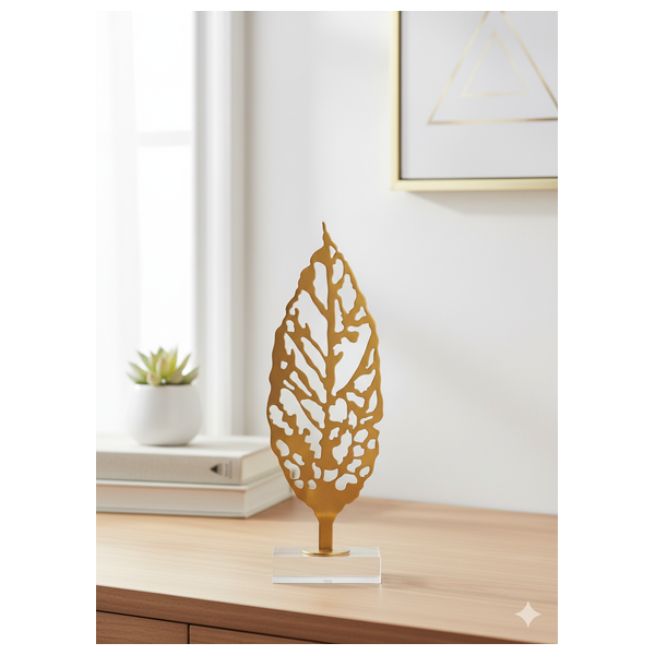  SADAF Short Modern Brass Leaf on Crystal Base - Y10B 