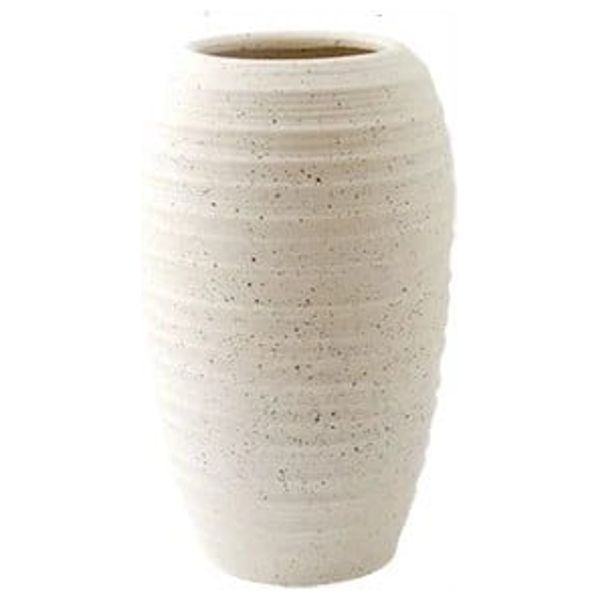  SADAF L186 - Ribbed Speckled Stoneware Vase - Ceramic White 