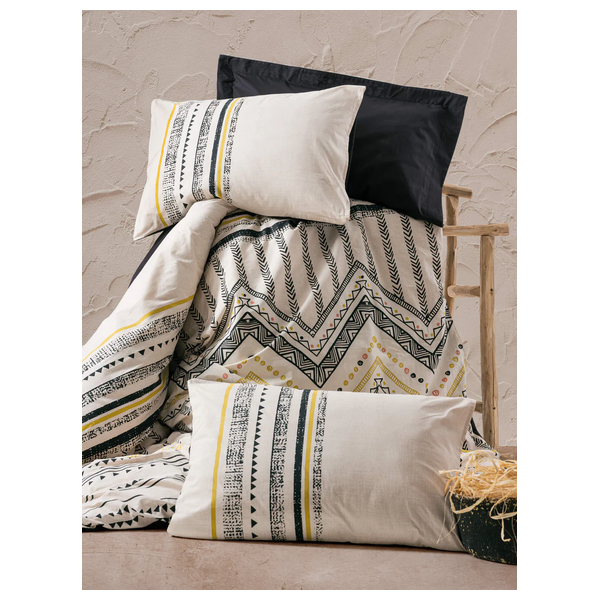  SADAF Comforter Cover Set, Double , 200 x 220cm - 4 Piece - Black 