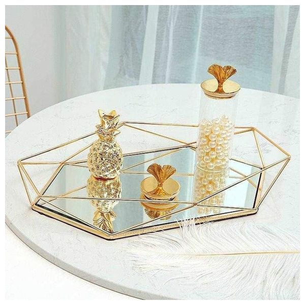  صدف صينية مرآة هندسية - D6170 - ذهبي 