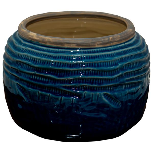  SADAF Small Deep Teal Textured Ceramic Floor Vase - Y3038 