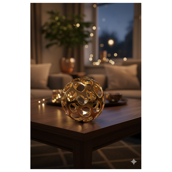  صدف كرة زخرفية مفتوحة - HY111 - ذهبي 