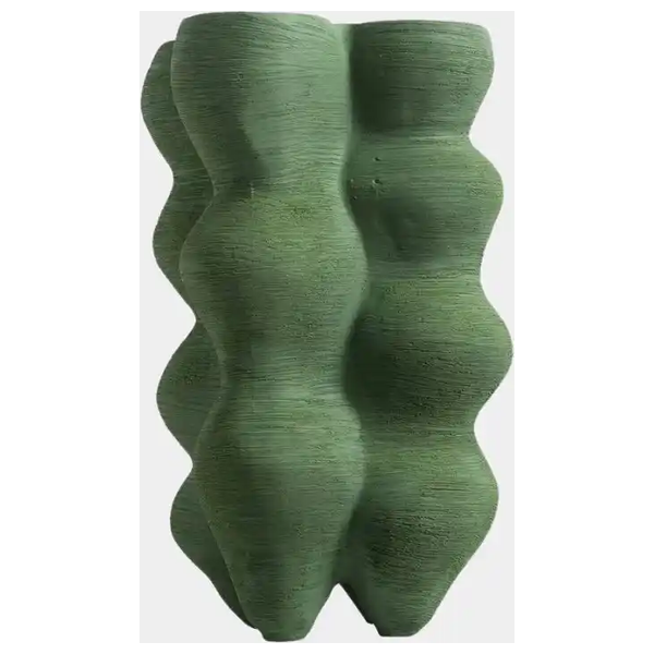 SADAF Sculptural White Bubble Textured Vase - Green 