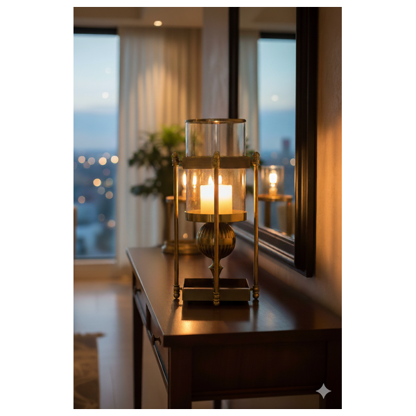  SADAF Small Decorative Cylinder Brass Lantern - D605B 