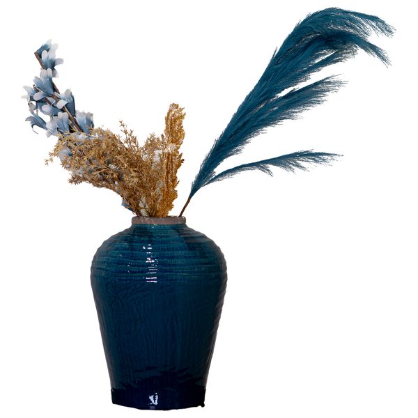  صدف مزهرية أرضية سيراميك كبيرة الحجم - Y3034 - أزرق مخضر 