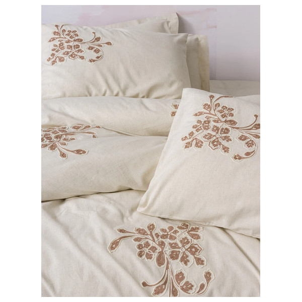  SADAF Comforter Cover Set, Double , 200 x 220cm - 6 Piece - Beige 