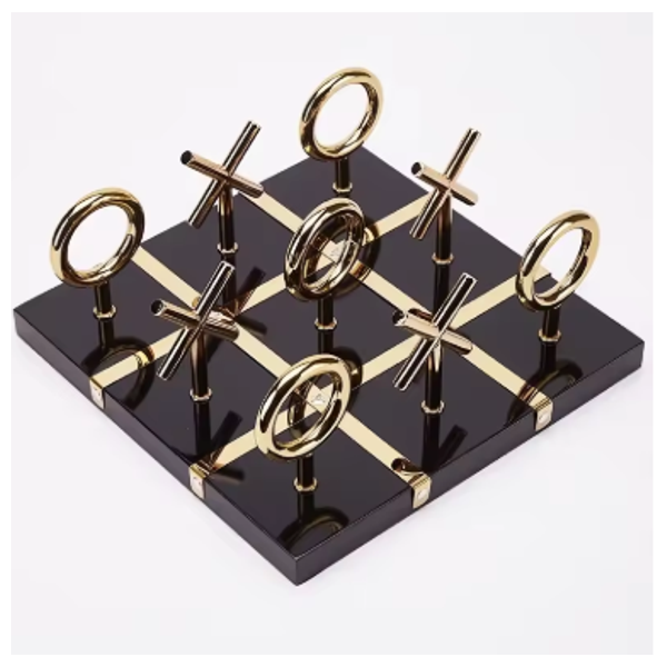  SADAF Black Luxury Gold-Tone Tic-Tac-Toe Decorative Game - JL-24 