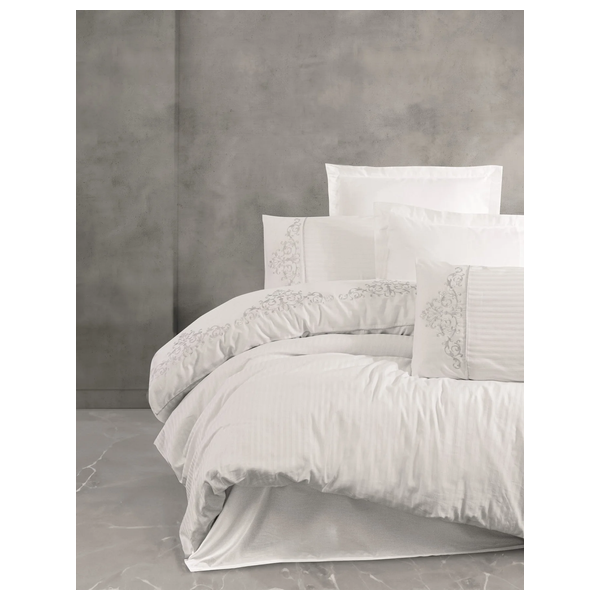  SADAF Comforter Cover Set, Double , 200 x 220cm - 6 Piece - White 