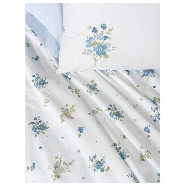  صدف طقم مفرش سرير مزدوج 230 × 220 سم - 4 قطع - ازرق 