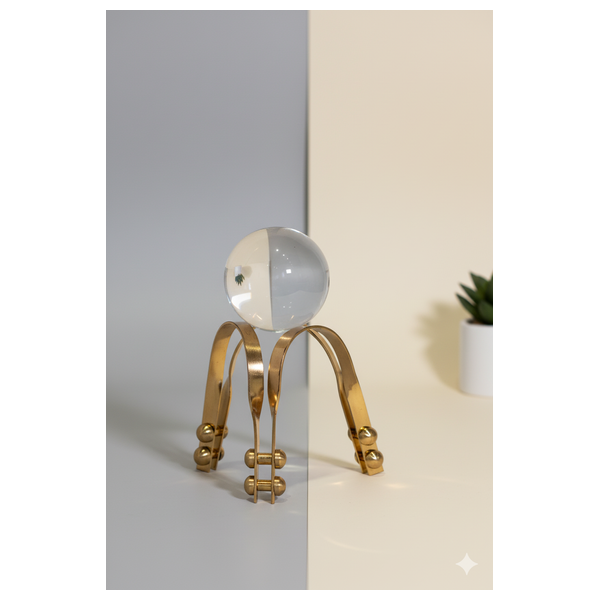  صدف كرة ديكور على حامل نحاسي - HT24 - فضي معدني 