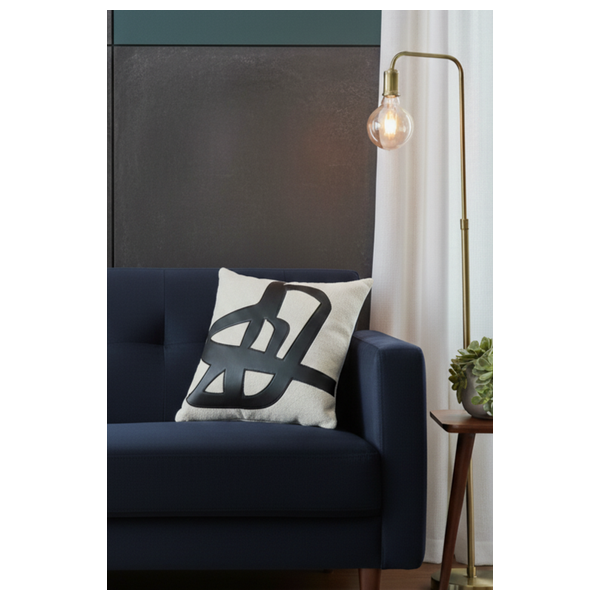  صدف وسادة عصرية من الجلد الصناعي الأسود بخطوط مزخرفة 