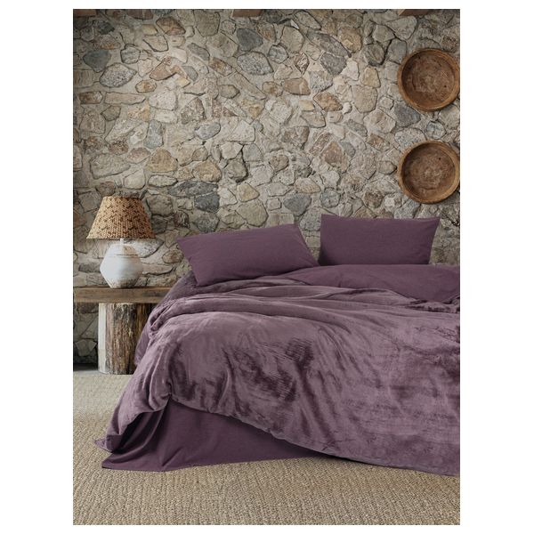  صدف طقم غطاء لحاف مزدوج 220 × 200 سم - 4 قطع - بنفسجي 