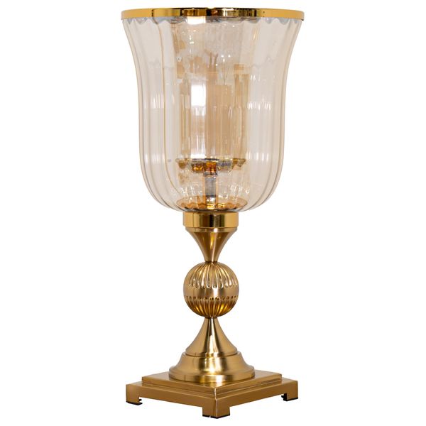  صدف حامل شموع زجاجي صغير باللونين الذهبي والعنبري - E138B - ذهبي 