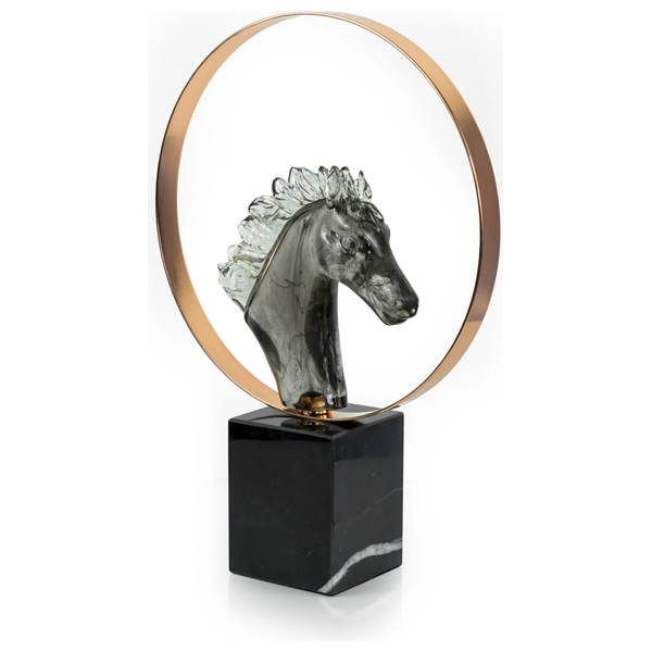  صدف تمثال حصان هالة مذهبة - T25 - رمادي 