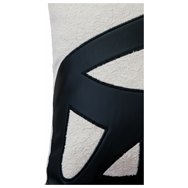  صدف وسادة عصرية من الجلد الصناعي الأسود بخطوط مزخرفة 