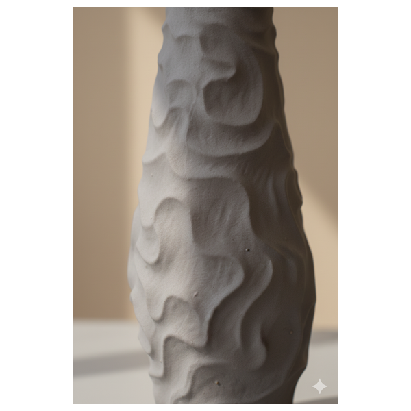  صدف مزهرية صغيرة بسيطة من السيراميك الرمادي بملمس متموج - 217B 