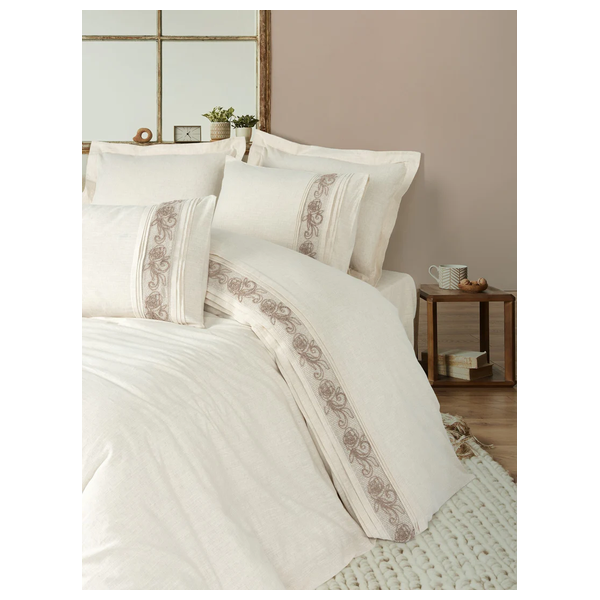  صدف طقم غطاء لحاف مزدوج 220 × 200 سم - 6 قطع - بيجي 